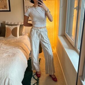 Briggs Striped Cream Linen Pants